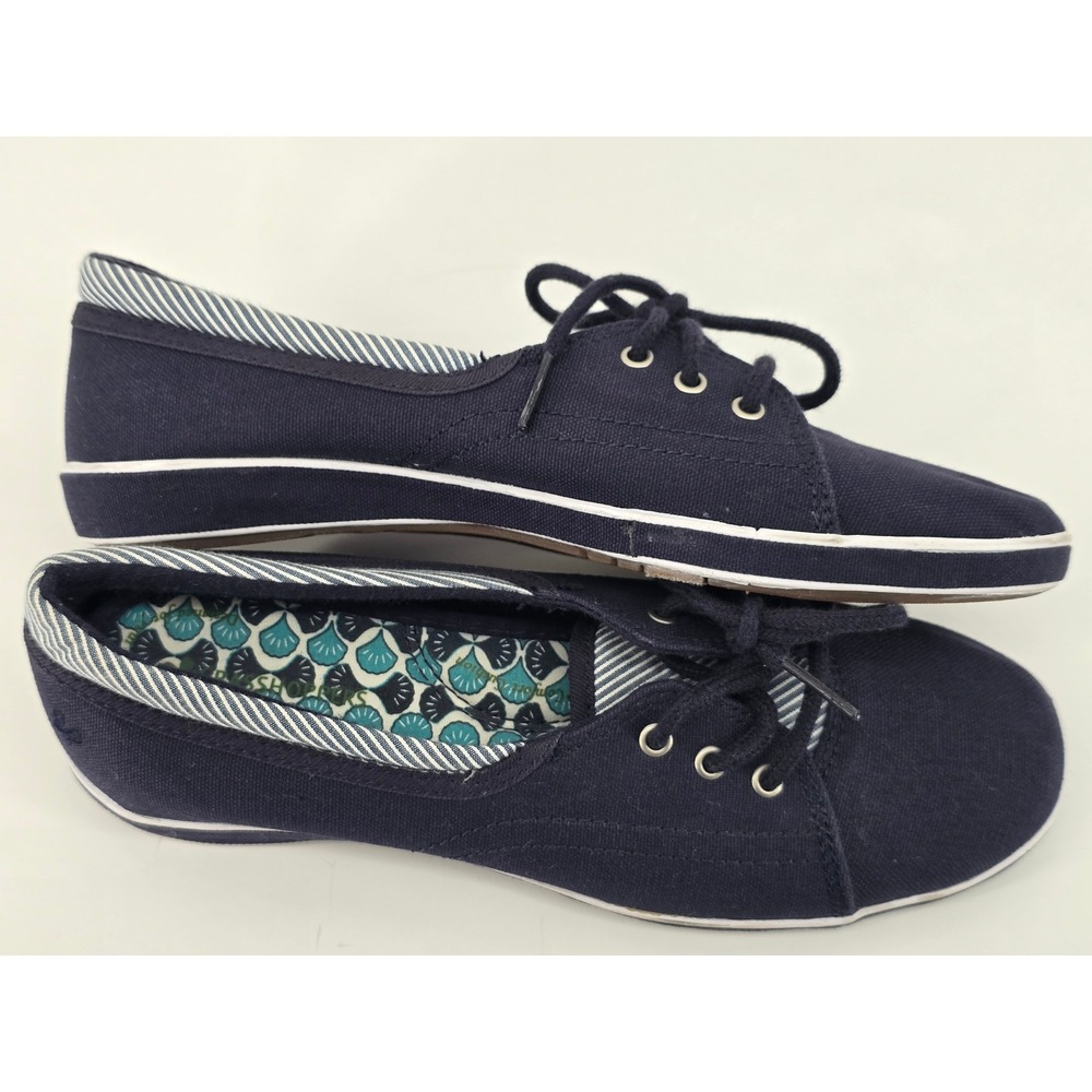 Grasshoppers Womens Navy Canvas Lace Up Comfort Sneakers EF37416 6.5N